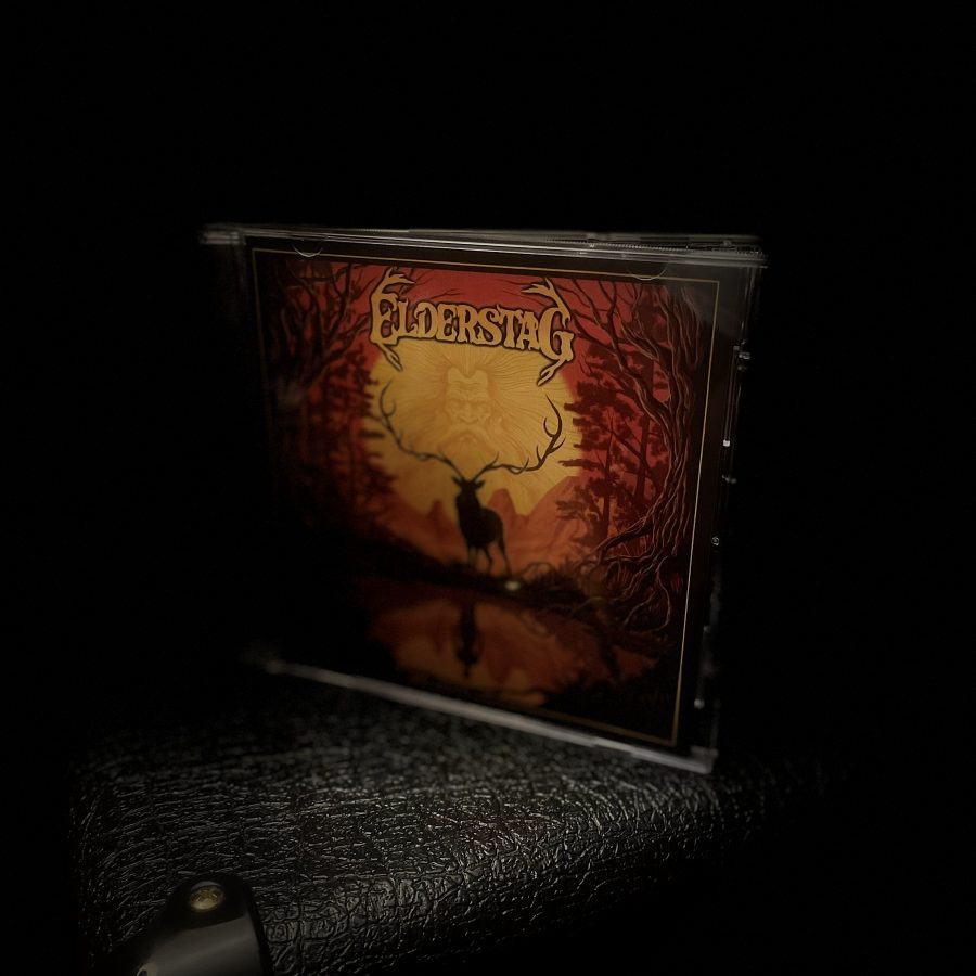 The Elderstag debut CD in its jewel case, stag cover art facing out